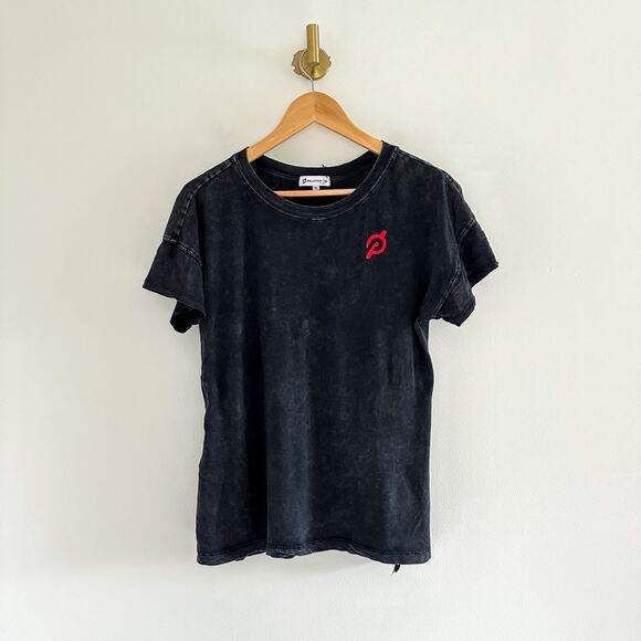 Peloton Acid Wash Pullover Crew Neck Short Sleeve T-Shirt Black M - Picture 1 of 7
